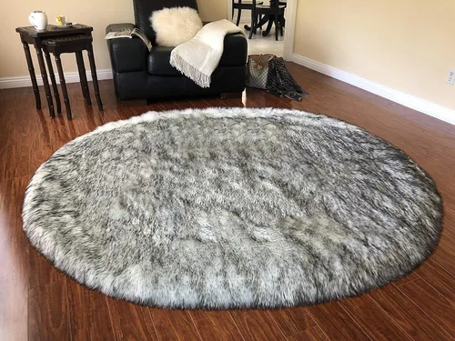 Vista 8 de LAMBZY Alfombra de pelo de oveja sintética, hipoalergénica, ovalada, sedosa, lujosa, para dormitorio, sala de estar, habitación de los niños, sofá
