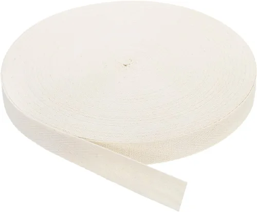 Vista 22 de uxcell Cinta de sarga, 1 cinta de tela de algodón de 11 yardas x 0.315 in, rollo de cinta de espiga para ropa, accesorios, bolsas (beige y blanco)
