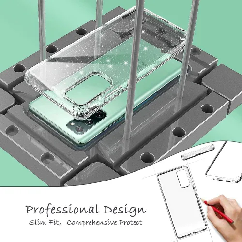 Vista 5 de ANNSD Funda protectora para Samsung Galaxy S20 Fe, cubierta protectora de cuerpo completo de goma flexible delgada y transparente con purpurina