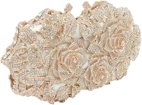 Vista 3 de Boutique De FGG Bolsas de noche de cristal de flores deslumbrantes para mujer formal boda fiesta cóctel bolso de mano