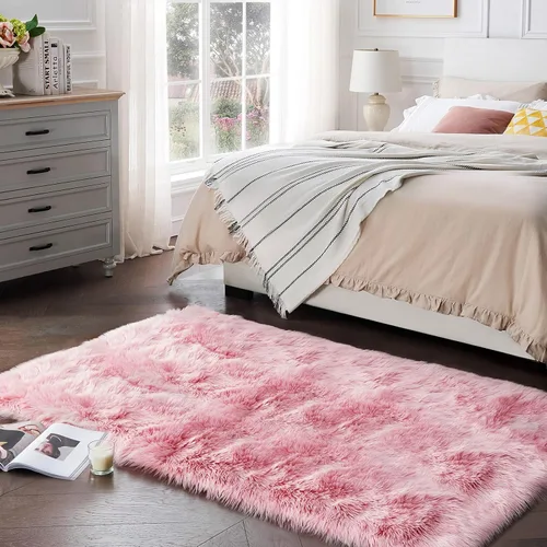 Vista 18 de Ciicool Alfombras de Piel de Oveja Sintética Suaves Alfombra de Piel Sintética Suave Beige Alfombra Esponjosa Funda para Silla y Sofá Alfombra