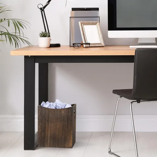Vista 4 de Vrisa Basurero rectangular de madera de 5.3 galones con asas integradas, pequeño bote de basura para dormitorio, oficina, cocina, baño, debajo