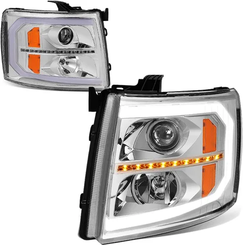 Vista 12 de DNA MOTORING HL-HPL-CSIL07-G2-CH-AM - Faro delantero de doble proyector LED DRL compatible con Chevy Silverado 2007-2014, cromo/ámbar G2 Cromo