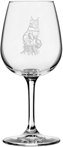 Vista 148 de Copa de vino de 12.75 onzas con temática de gato abisinio grabada para todo uso