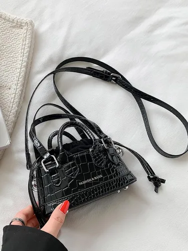 Vista 2 de Verdusa Bolso cruzado metálico para mujer, bolso de hombro con cordón