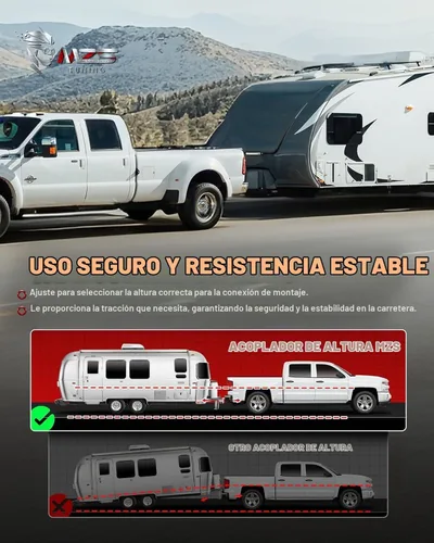 Vista 8 de MZS Enganche de Remolque de Aluminio Ajustable Mejorado - Se Adapta a Receptor de 2 Pulgadas - Enganche de Caída Resistente - Enganche de Remolque