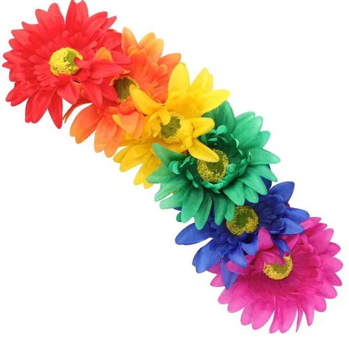 Vista 4 de DDazzling Corona de girasol Corona Boho Diadema Girasol Flor Accesorio para el Cabello (Arcoiris)