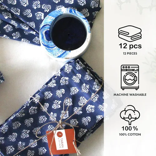 Vista 8 de Taran Juego de 12 servilletas de algodón con estampado de flores, 18 x 18 pulgadas, 100 % naturales, reutilizables, para cenas, eventos, bodas