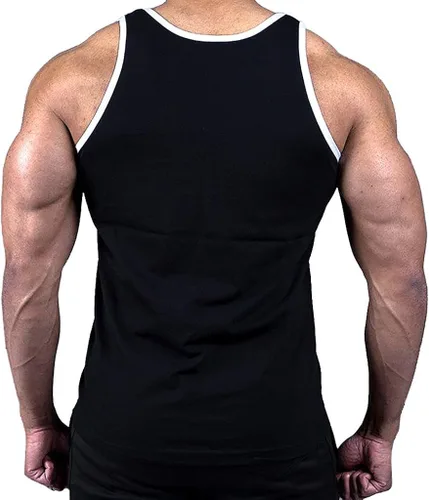 Vista 2 de De los hombres Tee Blanco recortar Negro pastor alemán de neón Tank parte superior Negro