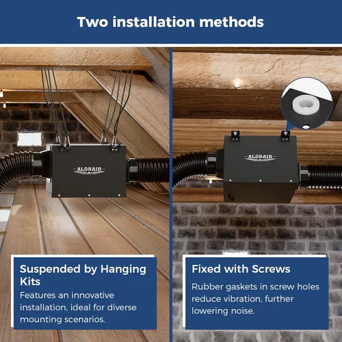 Vista 4 de ALORAIR - Ventilador de escape en línea de 4 pulgadas para baño ultra silencioso de 170 CFM para baño, ático, cocina, garaje, lavandería