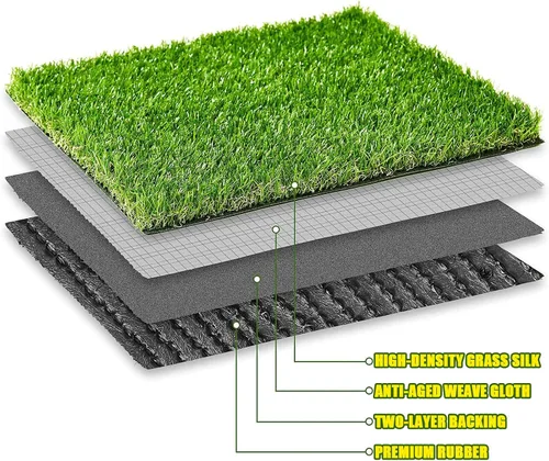 Vista 4 de FREADEM - Alfombra de césped artificial sintética gruesa de 3 x 3 pies, tapete de césped artificial para perro con drenaje, para césped al aire