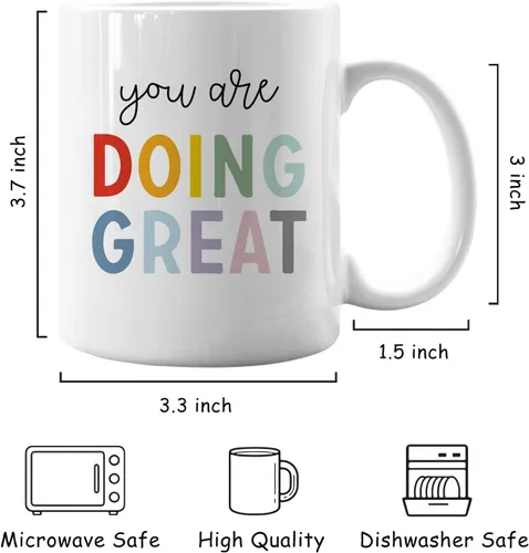 Vista 6 de IWXYI Taza de café con texto en inglés "You Are Doing Great con texto en inglés "You Are Doing Great", taza de café de 11 onzas, regalo inspirador