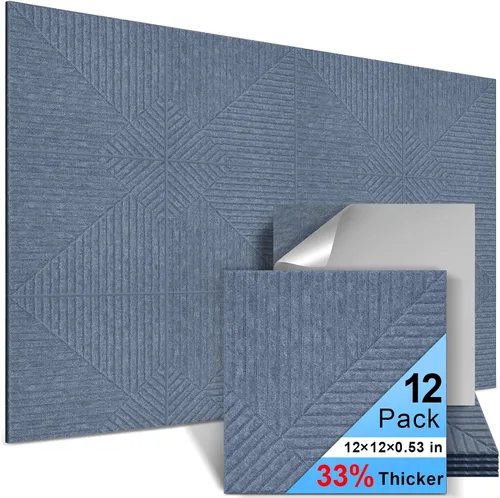 Vista 29 de Paquete de 4 paneles acústicos artísticos autoadhesivos para pared, 16 x 16 x 0.5 pulgadas, paneles acústicos decorativos para pared, paneles