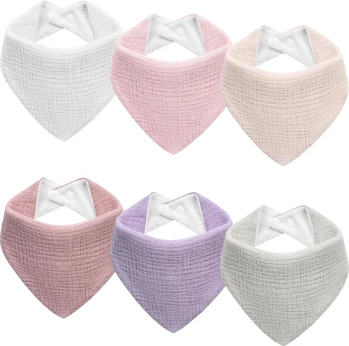 Vista 11 de Baberos de muselina para bebé, baberos de bandana para babeo para bebés niñas y niños, recién nacidos, niños pequeños, babeo y dentición