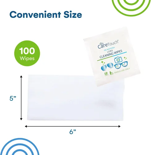 Vista 3 de Care Touch Toallitas para Lentes de Anteojos - 100 Unidades de Toallitas Prehumedecidas Envueltas Individualmente, 5 x 6 Pulgadas - Limpiador