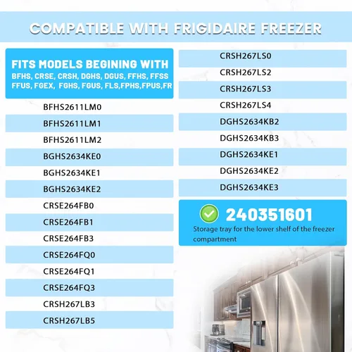 Vista 2 de HECASA 240351601 Estante de puerta de refrigerador compatible con Frigidaire Freezer 1037664 AH899475 EA899475 PS899475 Reemplazo solo plástico ABS
