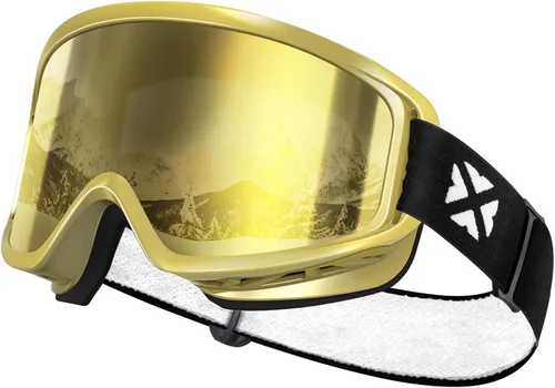 Vista 10 de MAXJULI Ski Goggles Snow Snowboard Goggles for Men Women Anti-Fog HD Lens M7 Marco negro+16.88% Vlt Blue Len