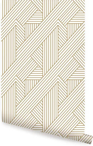Vista 11 de Simple Shapes Papel tapiz con patrón de parquet entrelazado, despegar y pegar (gris, hoja individual, 2 x 9 pies)