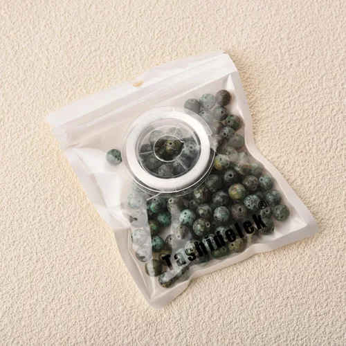 Vista 4 de 100 cuentas redondas sueltas de ágata natural de 0.236 pulgadas con agujero para collares, pulseras, aretes, con cordón elástico de cristal gratis