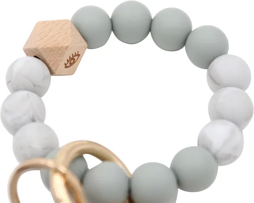 Vista 2 de Real Sic Pulsera de pulsera llavero billetera, soporte para tarjetas de crédito con cuentas de silicona, funda multifuncional de moda para tarjetas