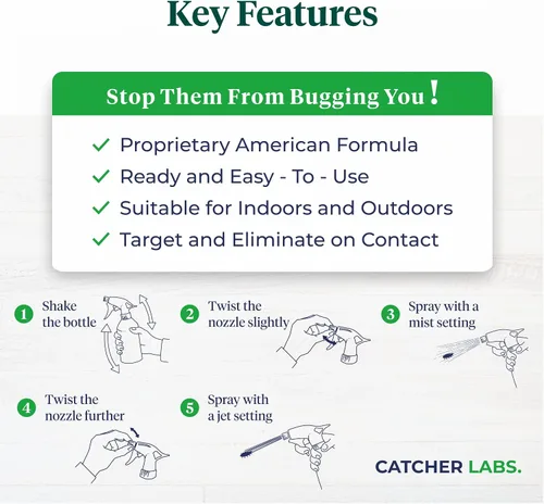 Vista 5 de Catcher Labs - Aerosol natural para insectos para uso en interiores y exteriores Hormigas, cucarachas, arañas, moscas, pulgas, insecticidas