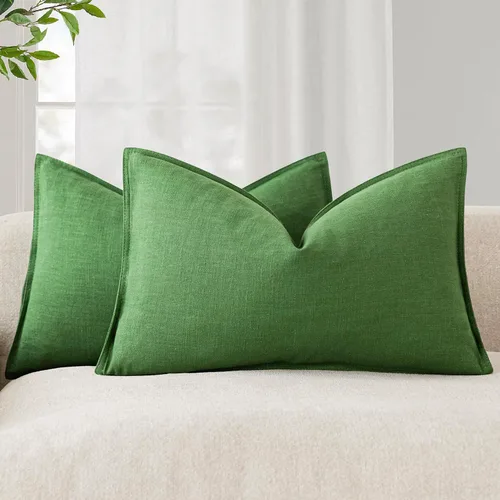 Vista 66 de Foindtower Juego de 2, Fundas Decorativas de Almohada de Lino Sólido Suaves Fundas de Cojín Europeo de Acento Estilo Granja Neutral para Silla Sofá