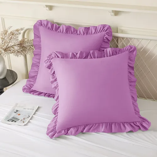 Vista 30 de KKJIAF Paquete de 2 fundas de almohada con volantes de 18 x 18 pulgadas