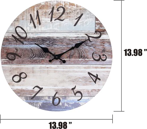Vista 5 de Stonebriar - Reloj de pared de madera rústica, funciona con pilas, decoración de pared clásica de granja para la cocina, sala, dormitorio u oficina