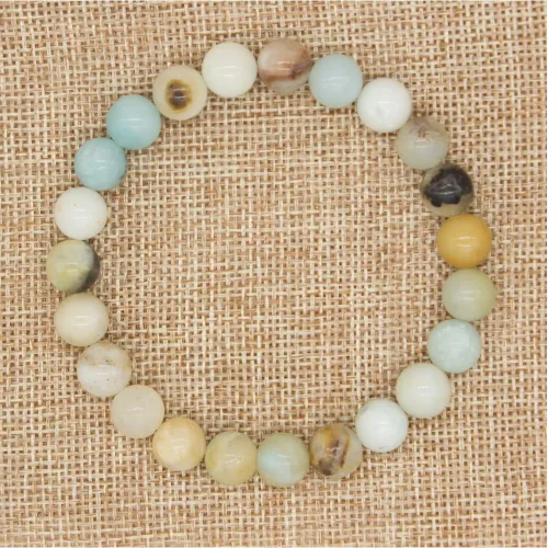 Vista 4 de Bivei Pulsera elástica de gemas naturales semipreciosas con cristales curativos de reiki, hecha a mano de 0.315 in