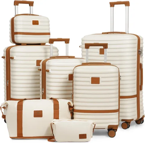 Vista 13 de Juego de maletas Joyway de 3 piezas, juego de maletas extensibles de cabina con rueda giratoria, juego de maletas de carcasa dura con candado TSA