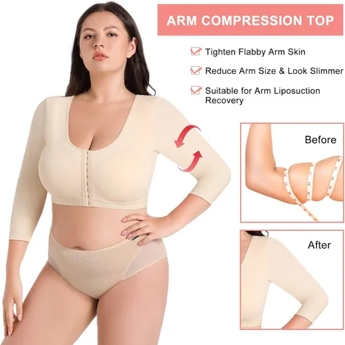 Vista 3 de Tallas grandes para mujer, moldeador de brazos, mangas de compresión más delgadas, soporte para ropa, corrector postquirúrgico