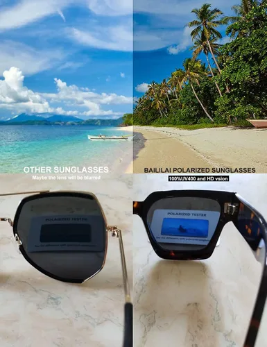 Vista 6 de Baililai Gafas de sol polarizadas unisex de moda para hombres y mujeres 100 bloqueo UV