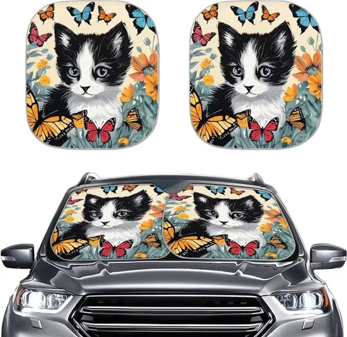 Vista 19 de Parasol para parabrisas de automóvil con estampado de playa tropical, protección universal para proteger el interior del automóvil, bloquea