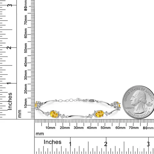 Vista 9 de Gem Stone King 925 Sterling Silver Gemstone Birthstone and White Created Sapphire Tennis Bracelet For Women Oval 7X5MM and 2MM 6 Inch + 1 Inch