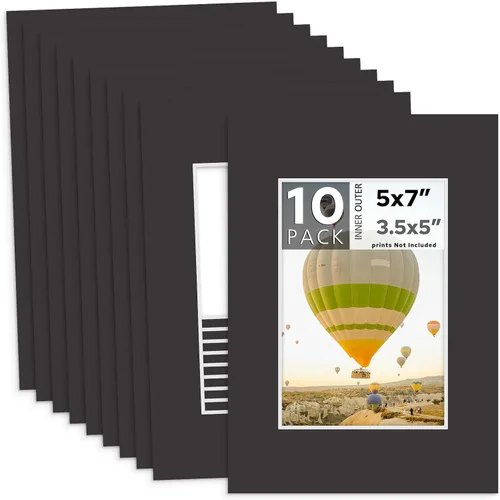 Vista 23 de MBC MAT BOARD CENTER, Paquete de 10 marcos de cartón para fotos negros de 4x6 pulgadas para 3x5 pulgadas, corte biselado, sin ácido, grosor de 4