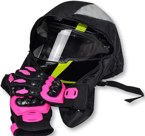 Vista 5 de Mochila para casco de motocicleta, bolsa de almacenamiento compacta y ligera con gran capacidad de 28L