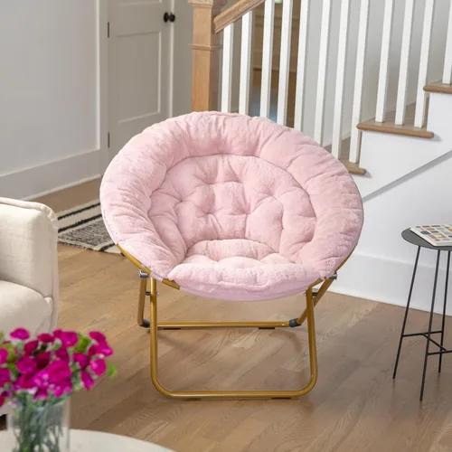 Vista 12 de BizChair Silla plegable de gran tamaño, silla de luna de piel sintética negra, marco de metal negro, silla plegable portátil de 38 pulgadas