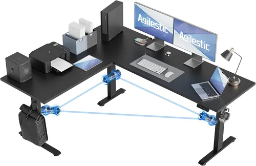 Vista 19 de Agilestic Escritorio de Pie en Forma de L de 59 Pulgadas de Altura Ajustable, Escritorio de Esquina Eléctrico de Pie, Mesa de Computadora Sit Stand