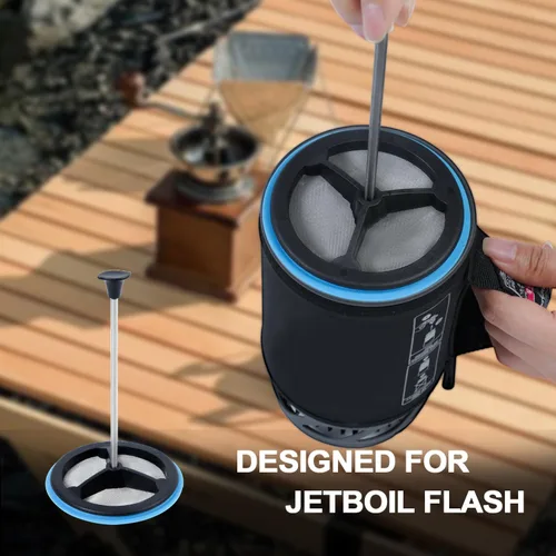 Vista 7 de Paquete de 2 cafeteras de prensa francesa de silicona compatibles con estufas de camping Jetboil Flash, cafetera de prensa francesa para estufas