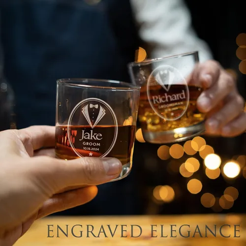 Vista 5 de D1 - Vaso de whisky personalizado para padrinos de boda, recuerdos de despedida de soltero personalizados y regalos para el mejor hombre