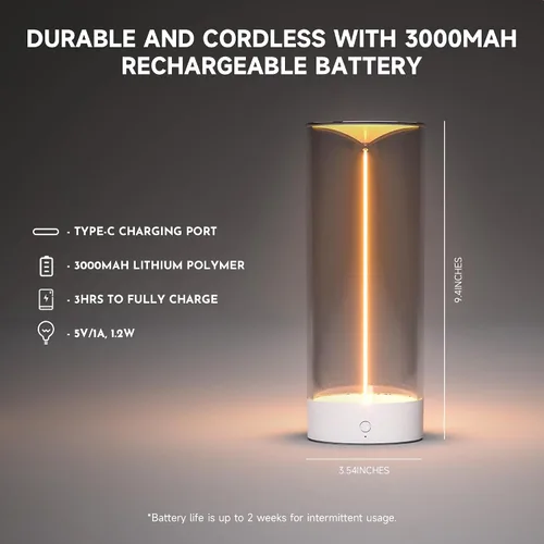 Vista 4 de AUGE LIGHT Lámpara de Escritorio Minimalista Inalámbrica Lámparas de Mesa LED Recargables Modernas Luces de Mesa de Noche Regulables con 3 Niveles