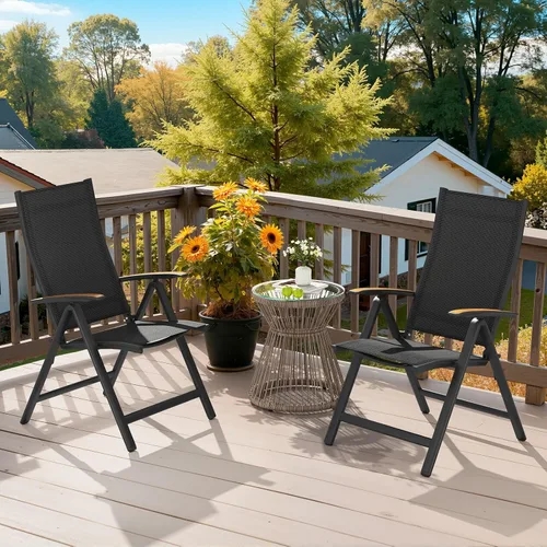 Vista 2 de Crestlive Products Juego de 2 sillas plegables para patio, sillas Negro