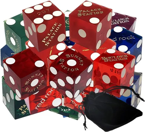 Vista 8 de Authentic Nevada Casino Dice Set 19mm Craps Dice (3 Pairs, 6 Dice) Table-Played Mixed Assortment Lake Tahoe Casinos