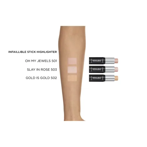 Vista 3 de L'Oreal Paris Infallible Stobe Highlight Stick 502 Gold Is Cold 0.32 oz
