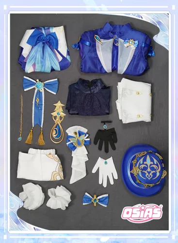 Vista 5 de Genshin Impact Cosplay Furina - Conjunto de disfraz de cosplay de forma blanca