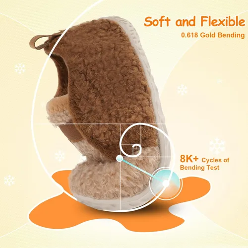 Vista 3 de JOINFREE Pantuflas de casa para bebés, niños y niñas, calcetines de casa para niños, zapatos cálidos para caminar para niños pequeños al aire libre