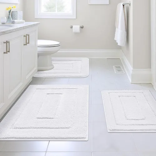 Vista 32 de GRANNY SAYS Juego de 2 alfombras de baño suaves para baño, alfombras de baño antideslizantes y lavables, alfombras de baño absorbentes para bañera