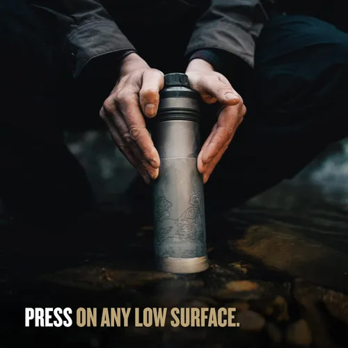 Vista 5 de GRAYL UltraPress Titanium - Purificador y filtro de agua de 16.9 oz para senderismo, mochilero, supervivencia, bushcraft, viajes (Olive Drab)