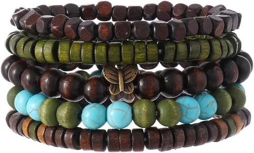 Vista 43 de Pulsera Gótica Ajustable de Cuero Trenzado Punk Multicapa de Estilo Grunge, Conjunto de Pulseras Emo con Brazalete de Metal, Envoltura