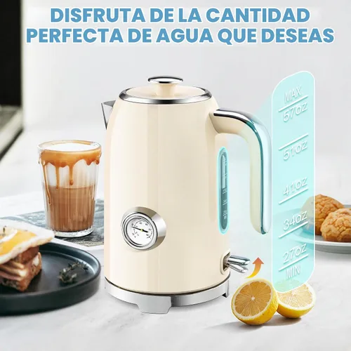 Vista 5 de SUSTEAS Tetera Eléctrica - Hervidor de Agua Caliente de 57 oz para Té con Termómetro, Tetera de Acero Inoxidable de 1500W de Calentamiento Rápido